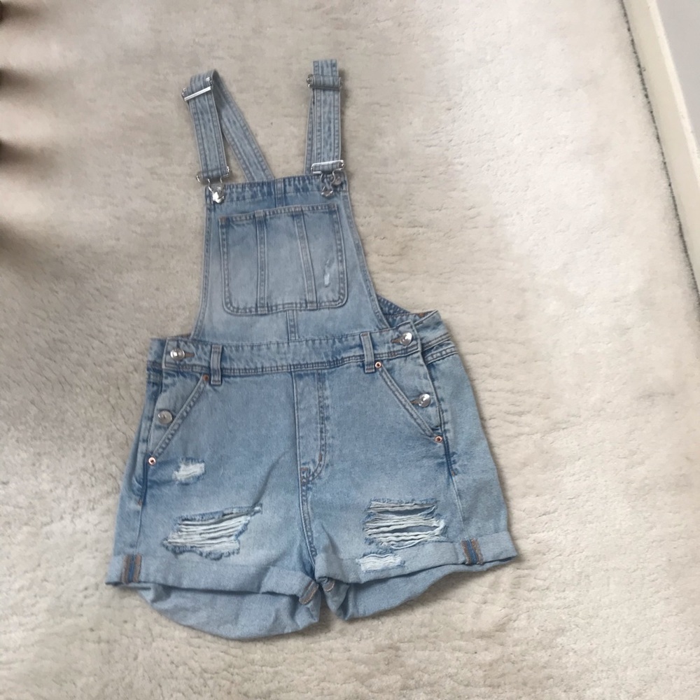H&M Light Blue Denim Jean Shorts Overalls